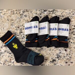 NWT BOMBAS BLACK SIZE XS SOCKS SET OF 5 #35